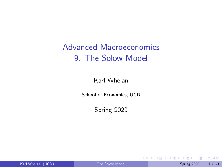 advanced macroeconomics 9 the solow model