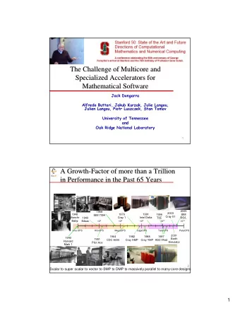 The Challenge of Multicore  The Challenge of  Multicore and  and  Specialized Accelerators for