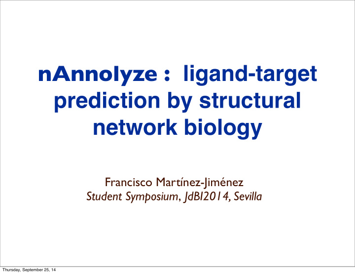 nannolyze ligand target prediction by structural network