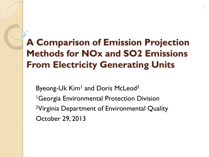 a comparison of emission projection methods for nox and