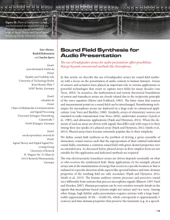 Sound Field Synthesis for  Jens Ahrens,  Rudolf Rabenstein  Audio Presentation and Sascha Spors