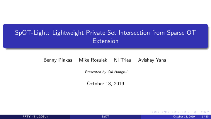spot light lightweight private set intersection from