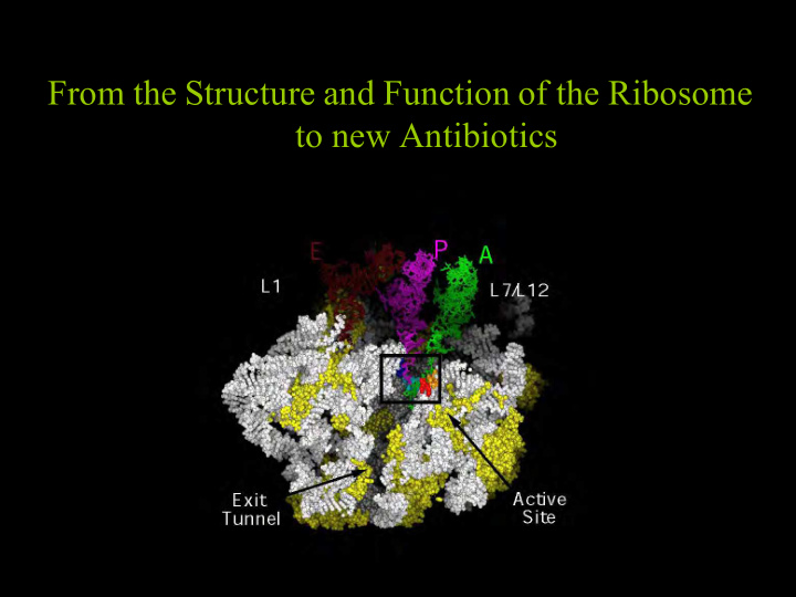 from the structure and function of the ribosome to new