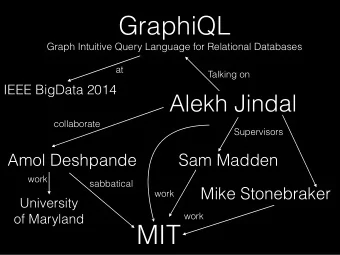 MIT  Relational Database GraphiQL   Expensive!  Graph Intuitive Query Language for Relational