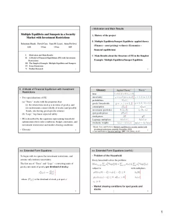 1 II.A. Extended Form Equations (contd.)  Extended Form Equations (contd.) II.B. Reduced Form