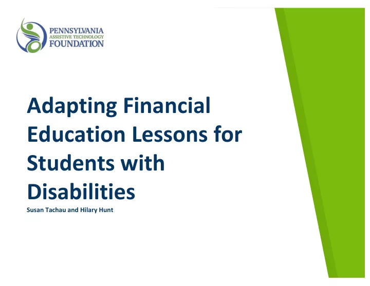 adapting financial education lessons for students with
