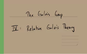II  Relative  :  tasting  Galois computation of  An  a  explicit  group  Newstead  E  ' FEKEE , how