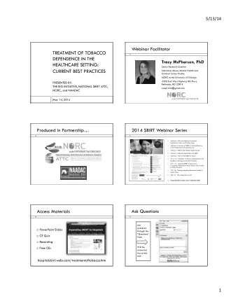 CURRENT BEST PRACTICES  Substance Abuse, Mental Health and  Criminal Justice Studies  NORC at the