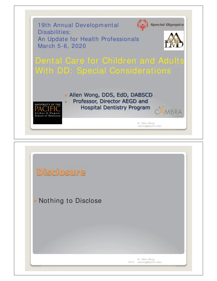 dental care for children and adults with dd special