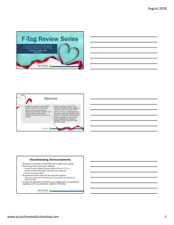 August 2018  Comprehensive Review of Regulations  &amp; Interpretive Guidance for Top F-Tags