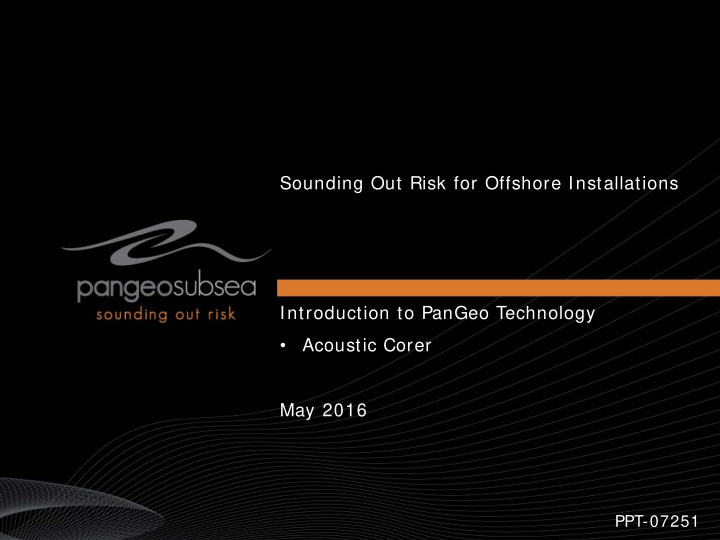 sounding out risk for offshore installations introduction