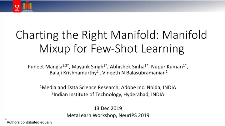 charting the right manifold manifold mixup for few shot