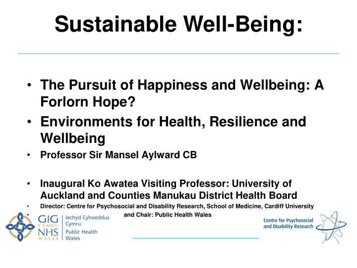 sustainable well being