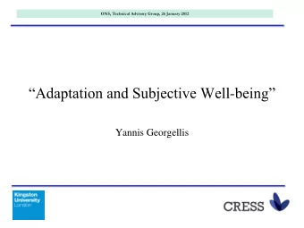 Adaptation and Subjective Well - being  Yannis Georgellis ONS, Technical Advisory Group, 26