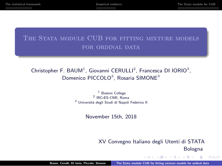 the stata module cub for fitting mixture models for