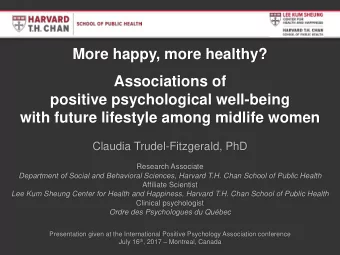 Associations of  positive psychological well-being  with future lifestyle among midlife women