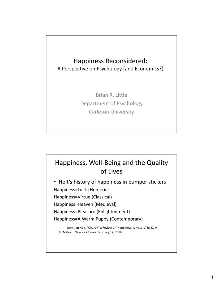 happiness reconsidered