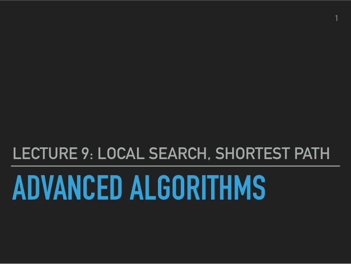 advanced algorithms