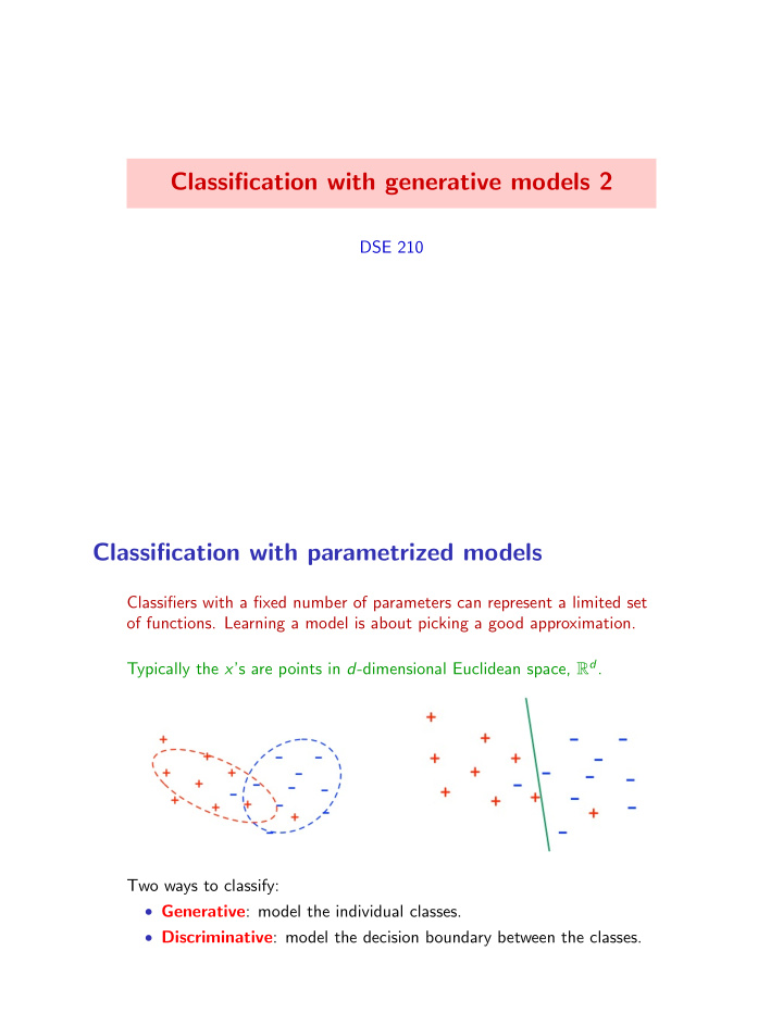 classification with generative models 2