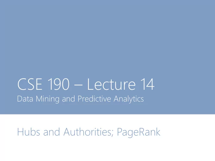cse 190 lecture 14