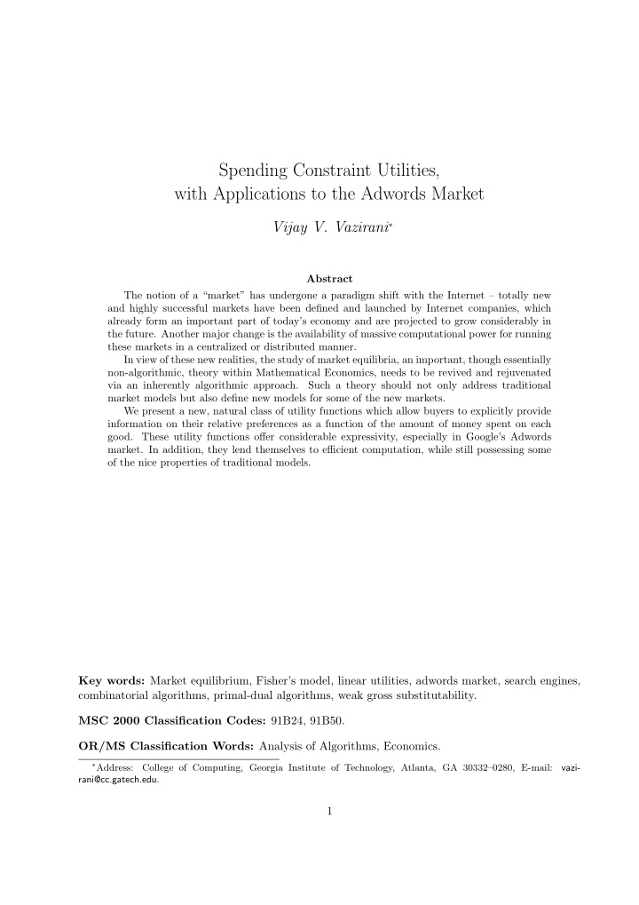 spending constraint utilities with applications to the