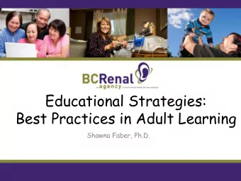 Educational Strategies:  Best Practices in Adult Learning  Shawna Faber, Ph.D.  Tell  Tell me  me