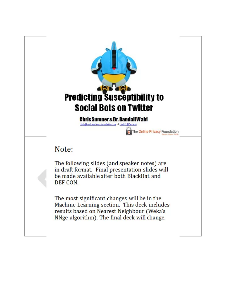slide 1 note the following slides and speaker notes are