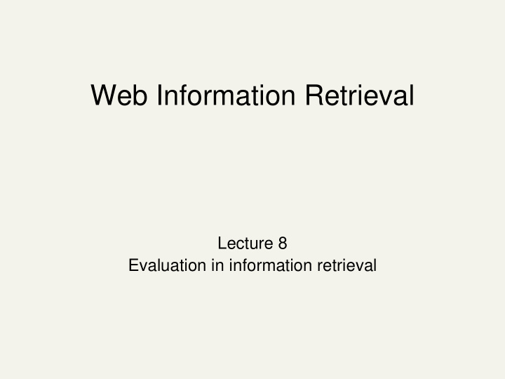 web information retrieval