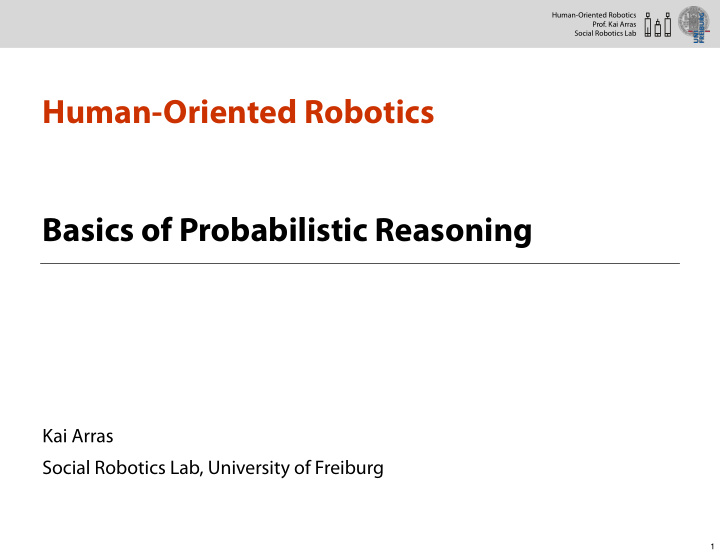 human oriented robotics basics of probabilistic reasoning