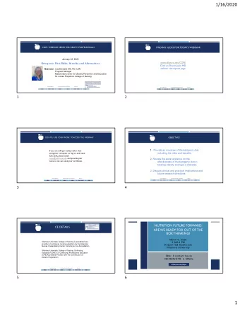 1/16/2020  COPE  WEBINAR SERIES FOR HEALTH PROFESSIONALS  FINDING SLIDES FOR TODAYS WEBINAR