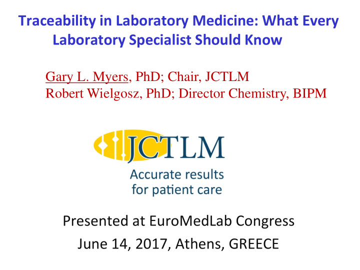 traceability in laboratory medicine what every laboratory