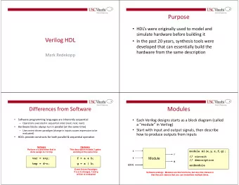 Purpose  HDLs were originally used to model and  simulate hardware before building it