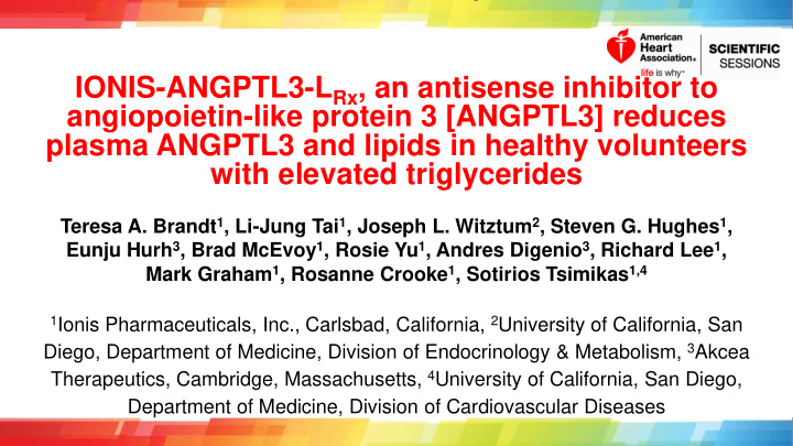 ionis angptl3 l rx an antisense inhibitor to angiopoietin
