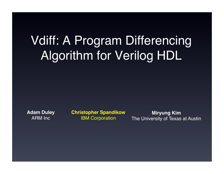 vdiff a program differencing algorithm for verilog hdl