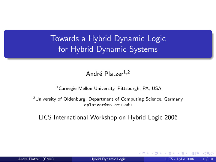 towards a hybrid dynamic logic for hybrid dynamic systems