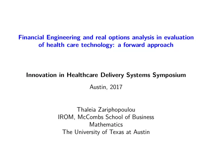 financial engineering and real options analysis in