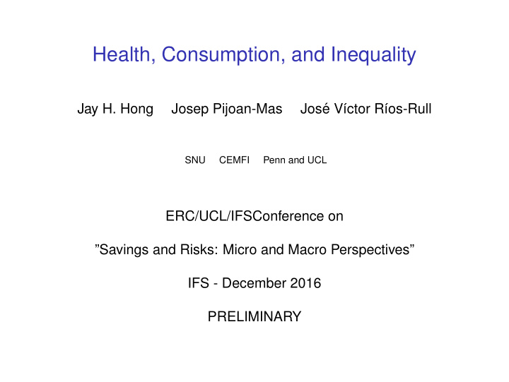 health consumption and inequality