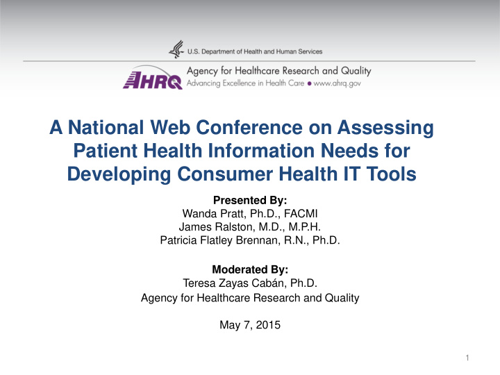 a national web conference on assessing patient health