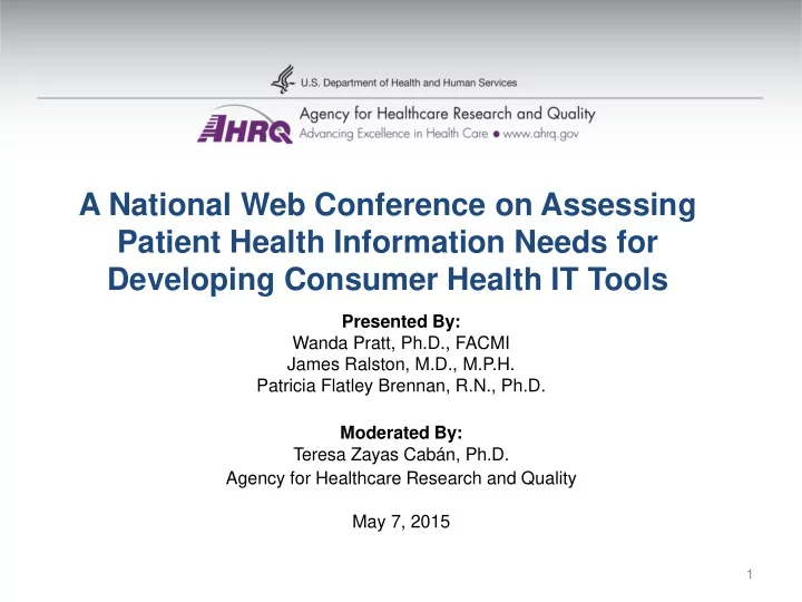 a national web conference on assessing patient health