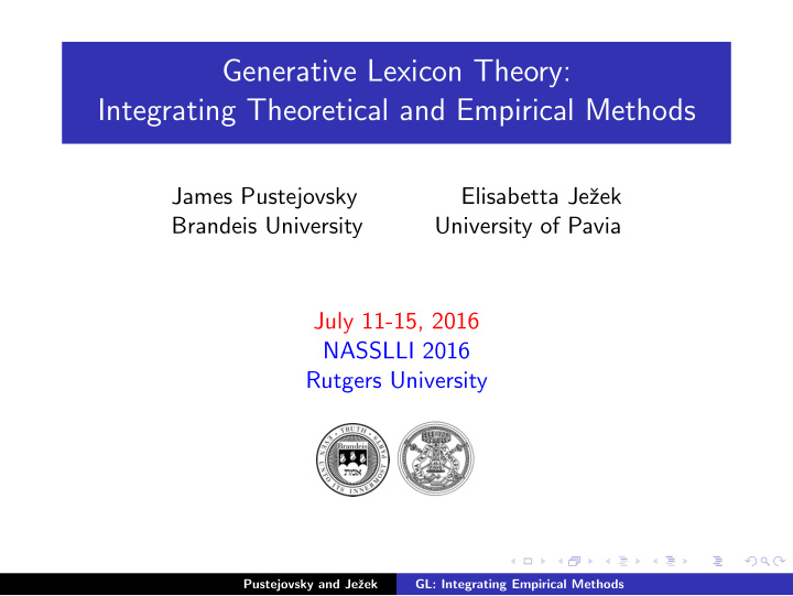 generative lexicon theory integrating theoretical and