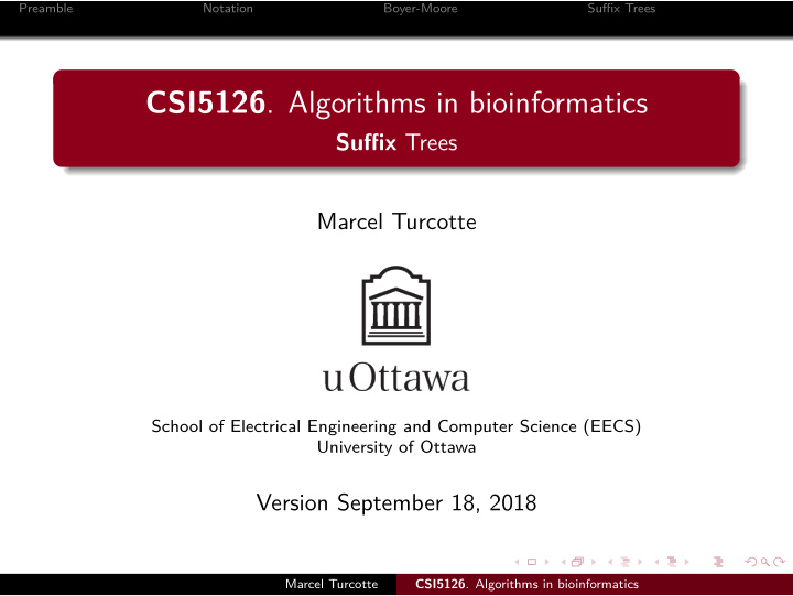 csi5126 algorithms in bioinformatics
