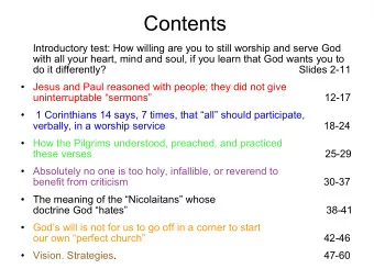 Contents  Introductory test: How willing are you to still worship and serve God  with all your