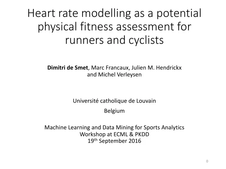 heart rate modelling as a potential physical fitness