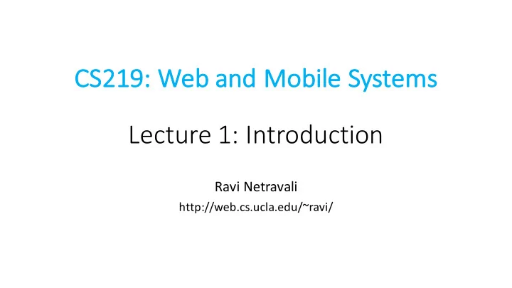 lecture 1 introduction
