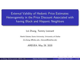 External Validity of Hedonic Price Estimates:  Heterogeneity in the Price Discount Associated with