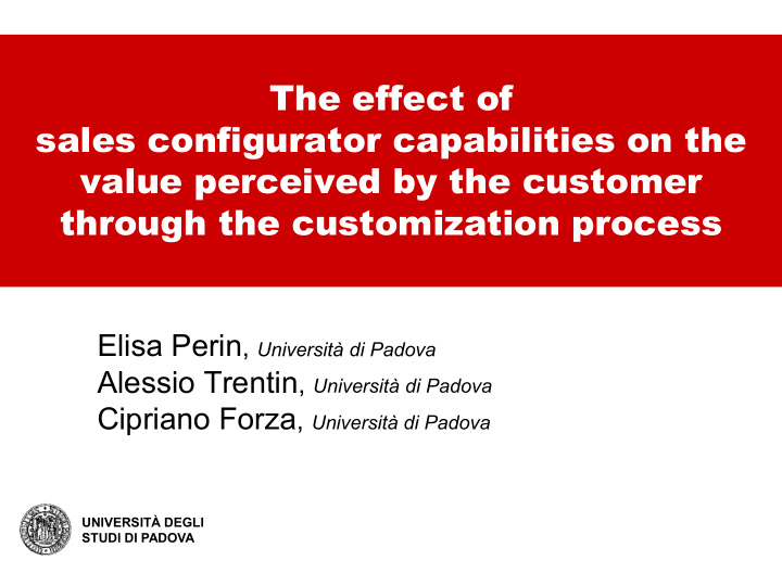 value perceived by the customer