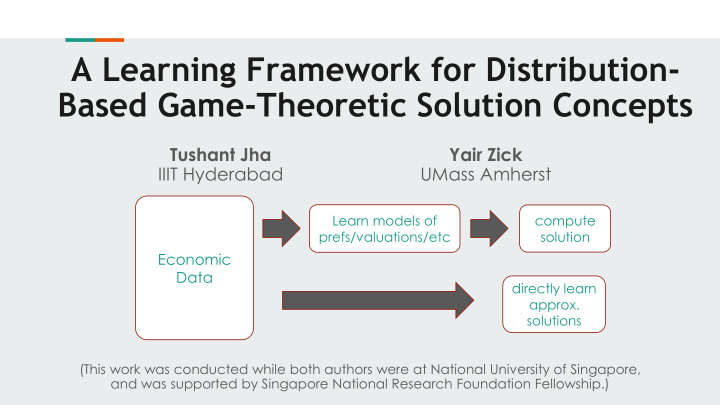 a learning framework for distribution based game