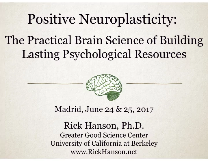 positive neuroplasticity