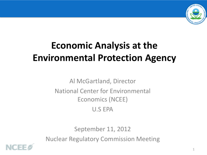economic analysis at the environmental protection agency