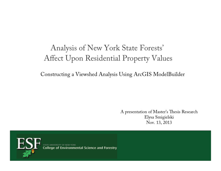 analysis of new york state forests affect upon